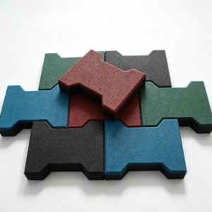 I-shaped rubber paving tiles