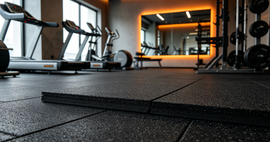 rubber gym flooring in a commercial fitness center